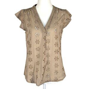 Cece Size Small Woman Top Eyelet Floral